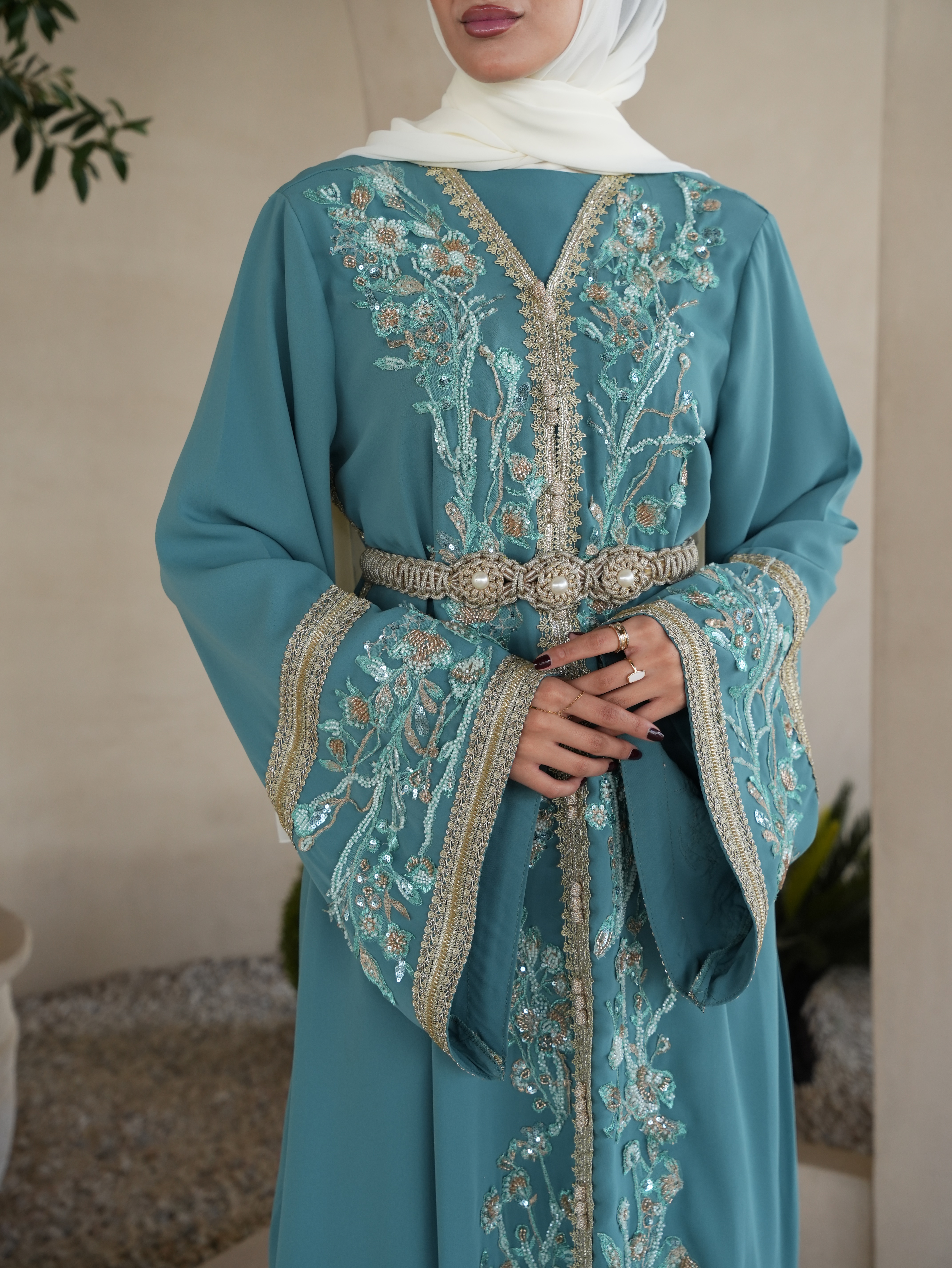 Fully beaded 3d Moroccan kaftan