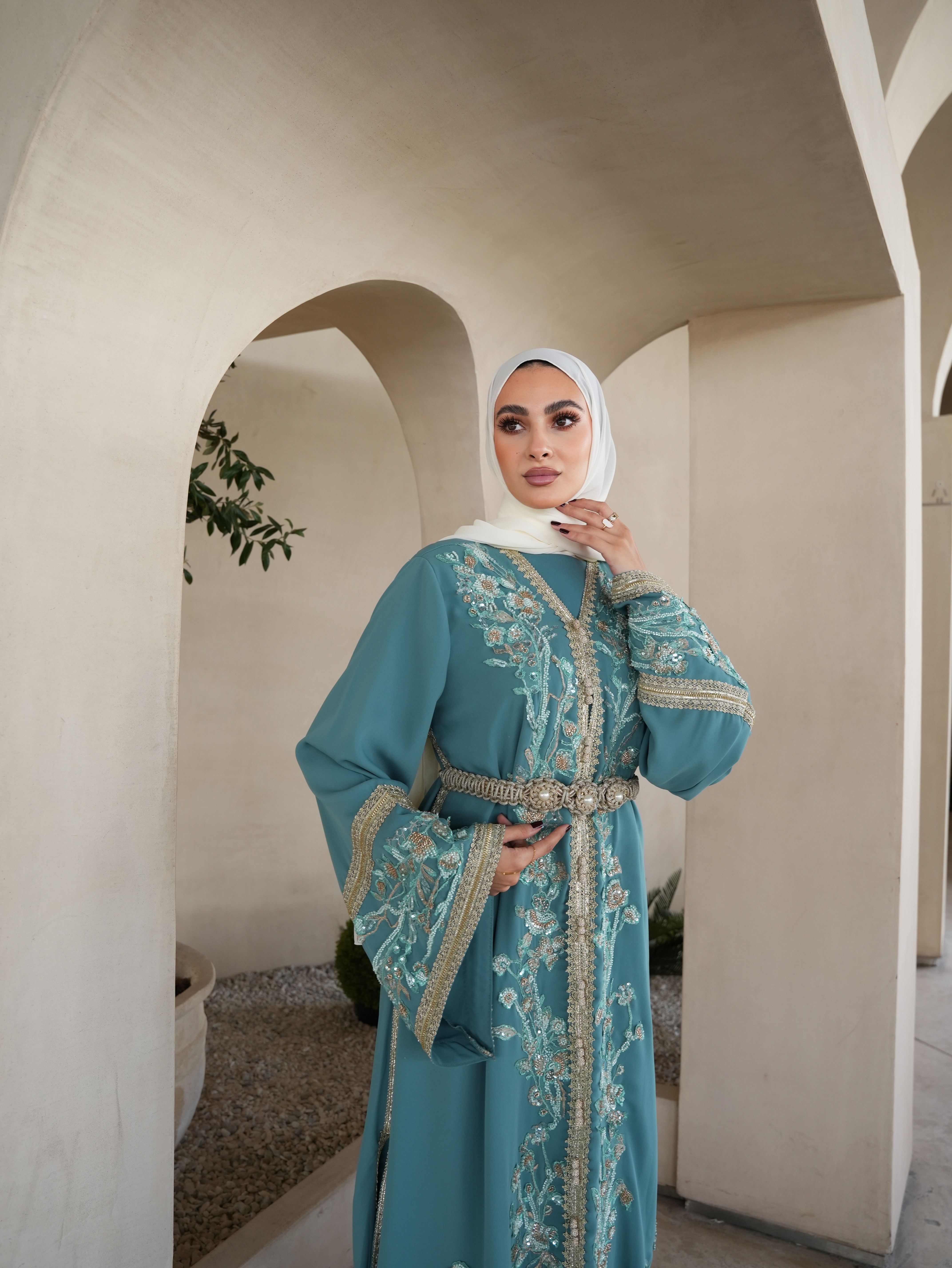 Fully beaded 3d Moroccan kaftan
