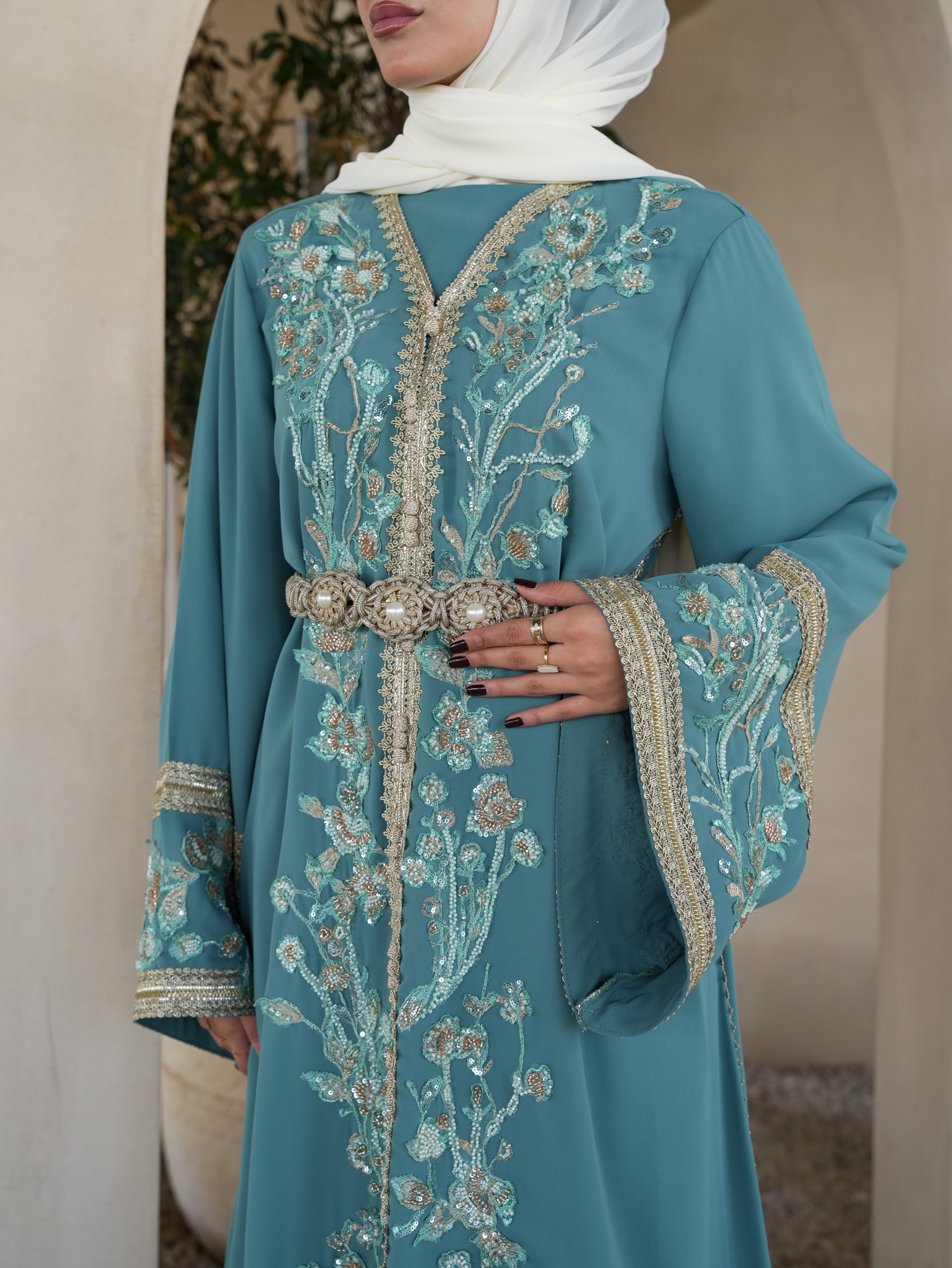Fully beaded 3d Moroccan kaftan