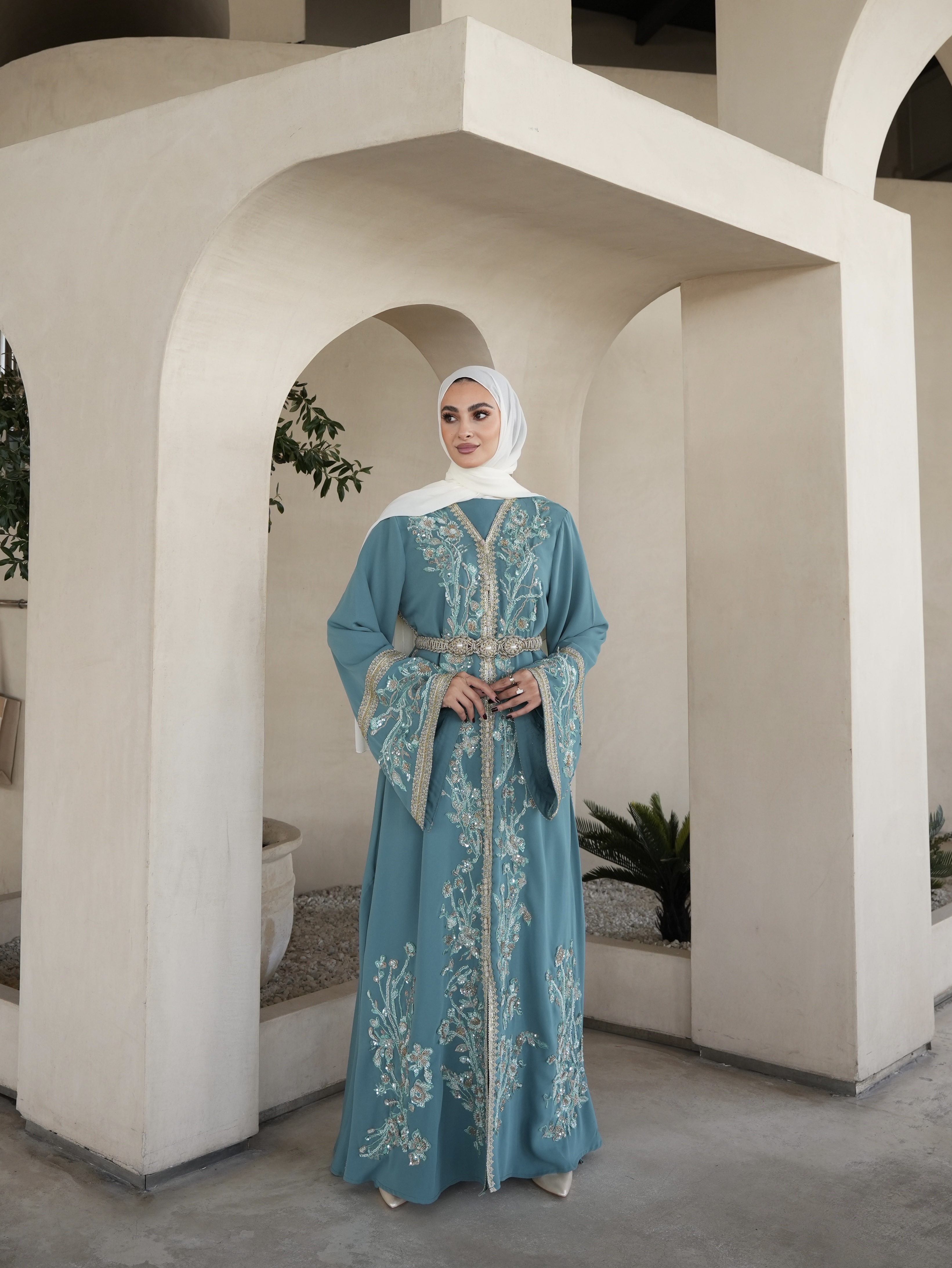 Fully beaded 3d Moroccan kaftan