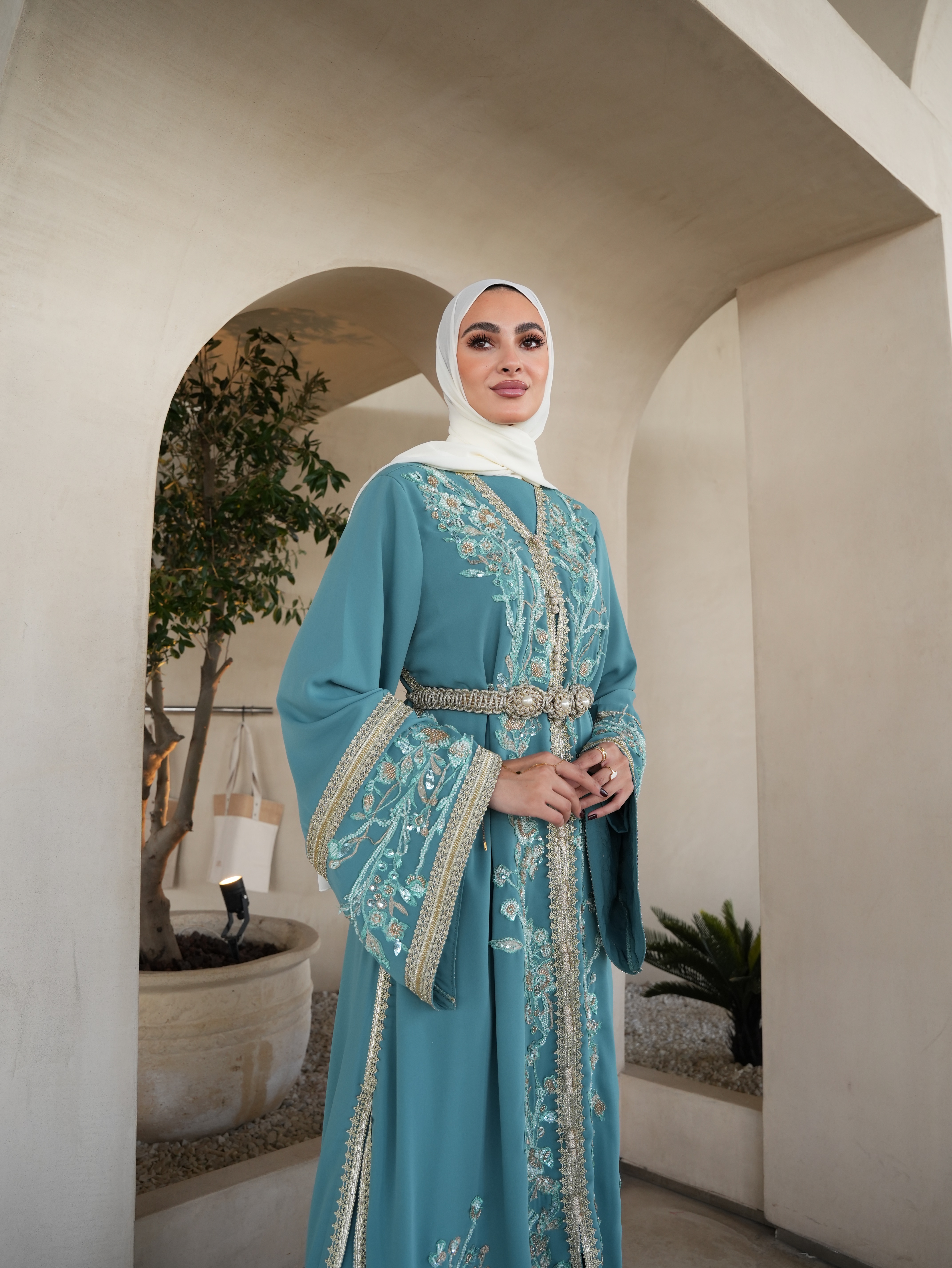 Fully beaded 3d Moroccan kaftan