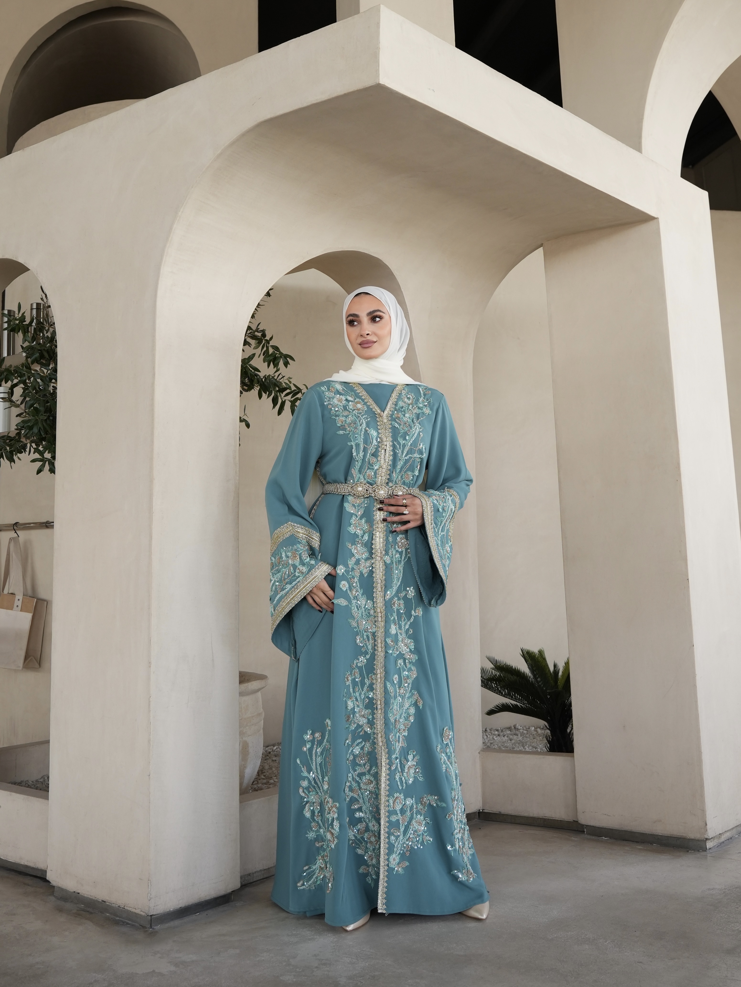 Fully beaded 3d Moroccan kaftan