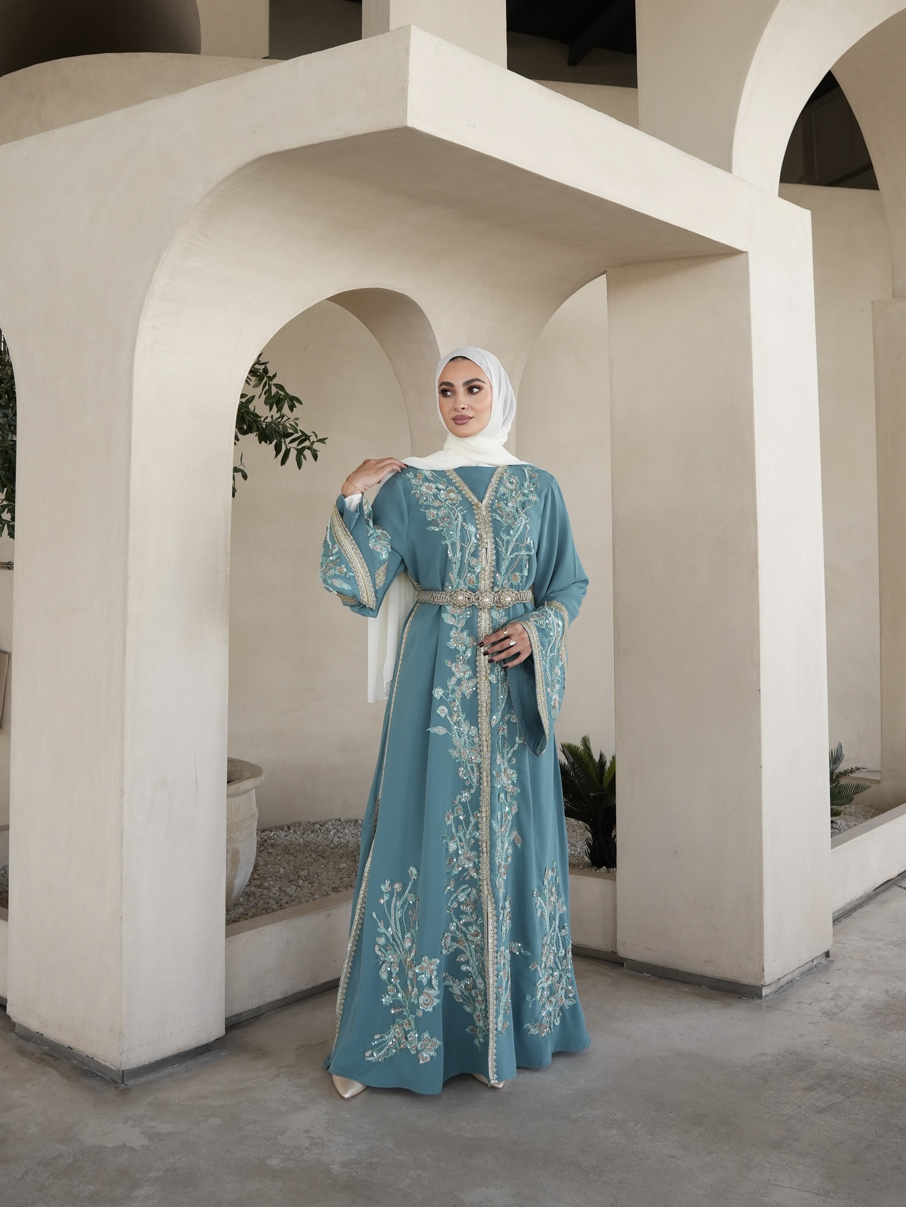 Fully beaded 3d Moroccan kaftan