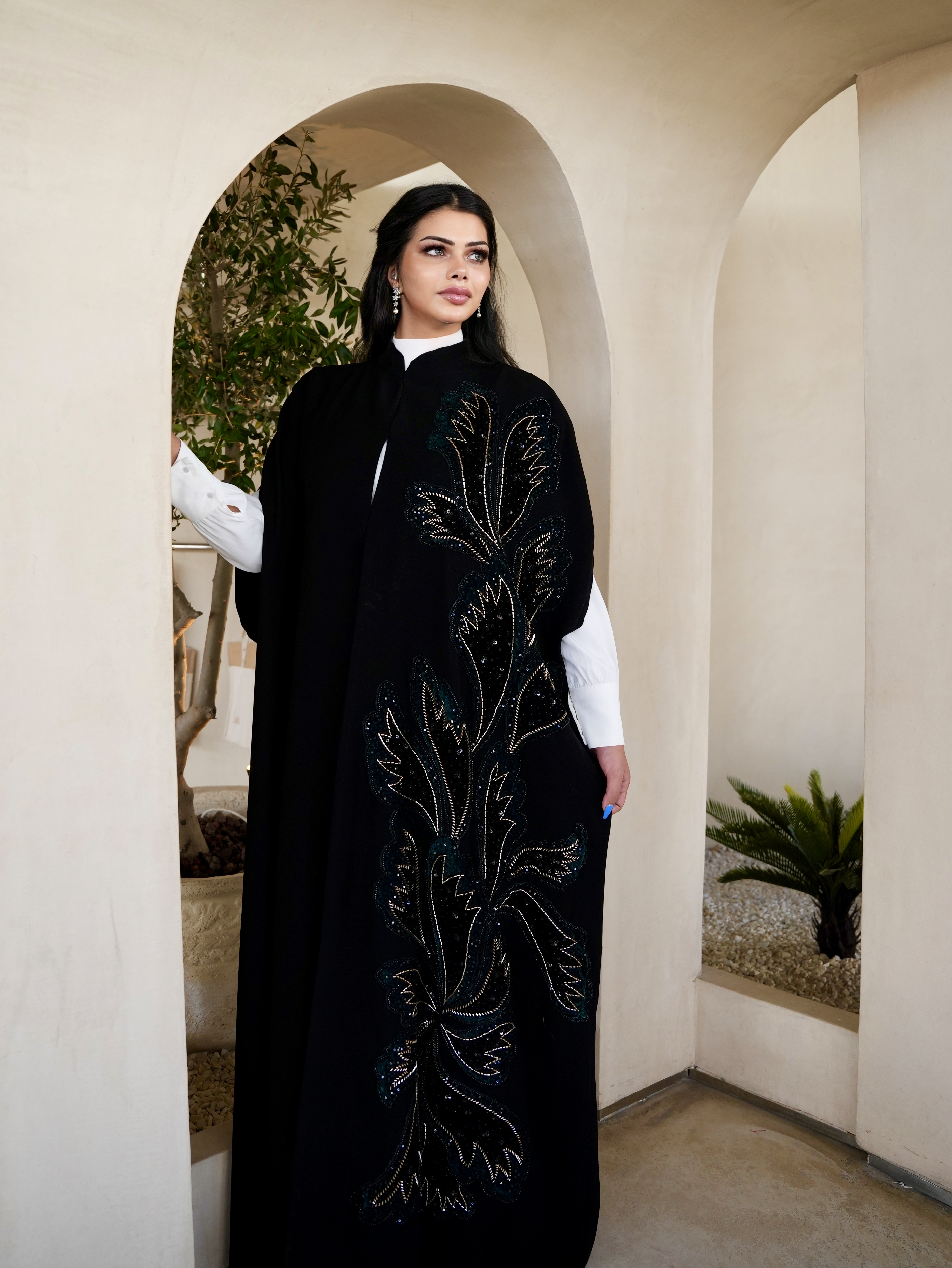 Black beaded cape